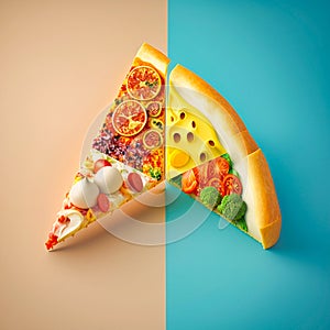 a slice of pizza with different toppings, generative AI