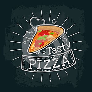 Slice pizza mexican. Vector color flat illustration