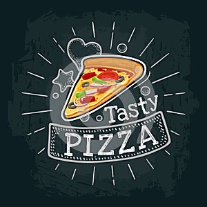 Slice pizza mexican. Vector color flat illustration