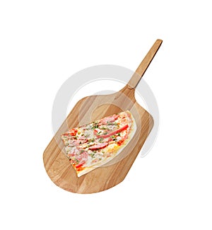 Slice of pizza with mushroom isolated