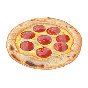 Slice pizza pepperoni. Vintage vector engraving illustration for poster, menu, box.