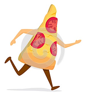 Slice of pizza running or excercising