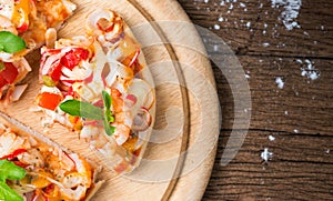 Slice pizza seafood