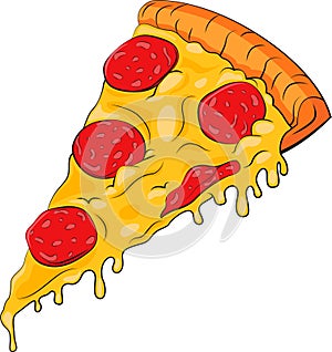 Slice of pizza vector illustration. Slice of pizza in vibrant colors.