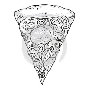 Slice pizza vintage monochrome emblem