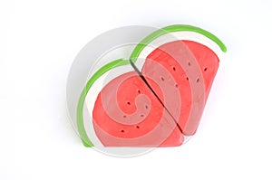 Slice of plasticine watermelon