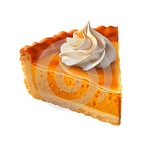 Slice of pumpkin pie isolated on transparent background