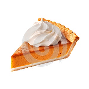 Slice of pumpkin pie isolated on transparent background