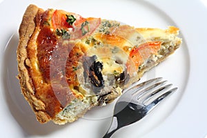 Slice of quiche from above