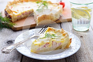 A slice of quiche lorraine