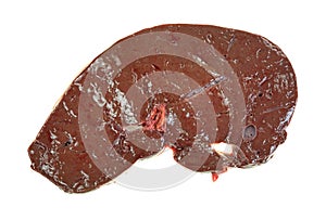 Slice of raw beef liver