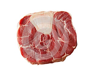 Slice of raw steak isolated