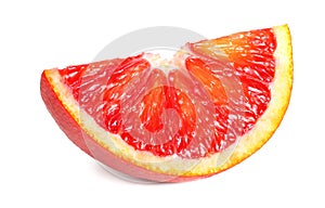 Slice of red blood orange isolated on white background