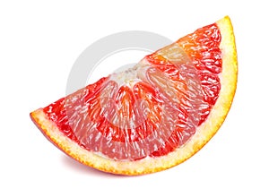 Slice of red blood orange isolated on white background