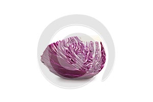 Slice red cabbage and half isolated on white background with clipping path.
