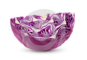 Slice red cabbage isolated on white background