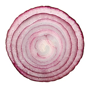 Slice of red onion isolated on white