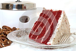 Slice of Red Velvet Cake Closeup