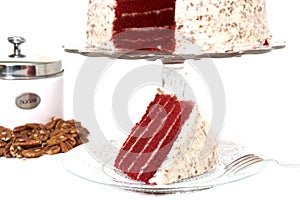Slice of Red Velvet Cake Isolated