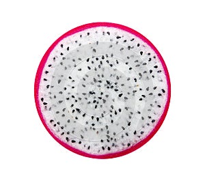 Slice of Ripe Dragon fruit, Pitaya or Pitahaya isolated on white background, fruit healthy concept, Top view