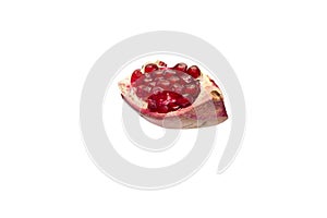 Slice ripe pomegranate isolate white background
