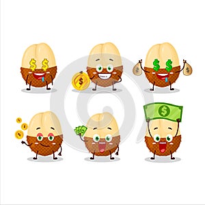 Slice of salak cartoon character with cute emoticon bring money