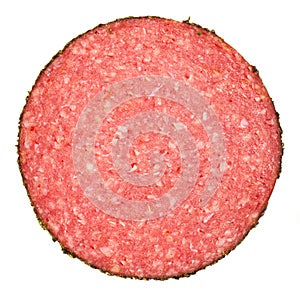 Slice of salami sausage