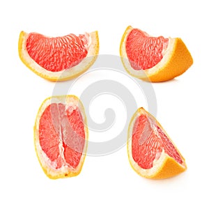 Slice section of grapefruit isolated over the white background