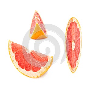 Slice section of grapefruit isolated over the white background