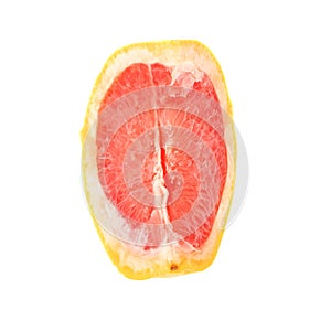 Slice section of grapefruit isolated over the white background