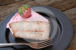 Slice of strawberry cake