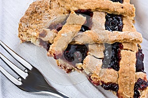 Slice of Strawberry Jam Tart Closeup