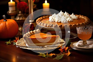 a slice of thanksgiving pumpkin pie