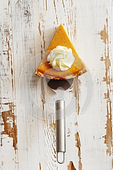 Slice of thanksgiving traditional pumpkin pie