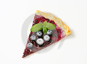 Slice of thin blueberry tart