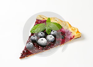 Slice of thin blueberry tart