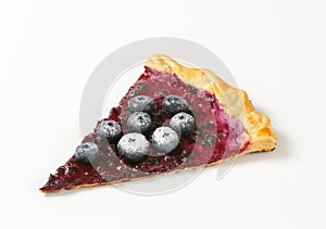 Slice of thin blueberry tart