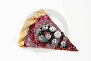 Slice of thin blueberry tart