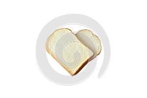Plátok z chlieb srdce tvar izolované na bielom pozadí 