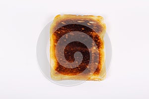 Slice of toast on a white background
