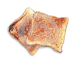 Slice toasted bread on black dish.