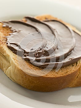 Slice of Toasted brioche with Chocolate Spread
