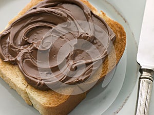 Slice of Toasted brioche with Chocolate Spread