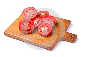 Slice of tomato isolated on a white background