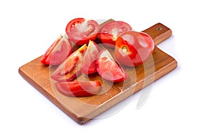 Slice of tomato isolated on a white background