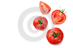 slice of tomato isolated on white background. top view