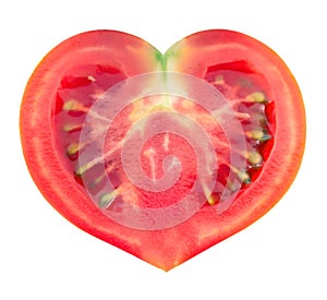 Slice of tomato in the shape of heart
