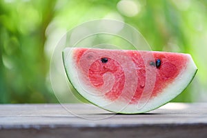 slice watermelon fruit nature green blur background