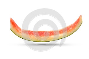 Slice of watermelon rind after eaten up on the white background