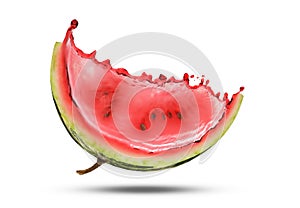 Slice of watermelon and splashes of juice concept